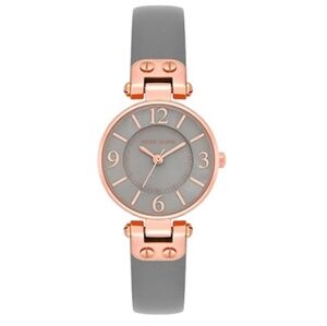 Women's Leather Strap Watch Gray /Rose Gold